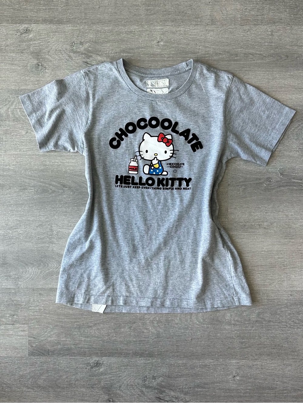 Hello Kitty x Chocoolate Gray Graphic Tee Y2K Sanrio
